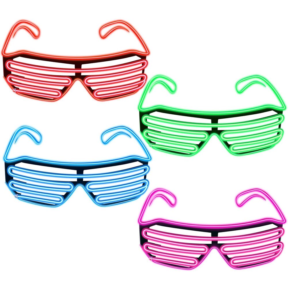 4594 4 Pairs Shutter Wire Neon Rave Glasses Light up Led Glasses Flashing